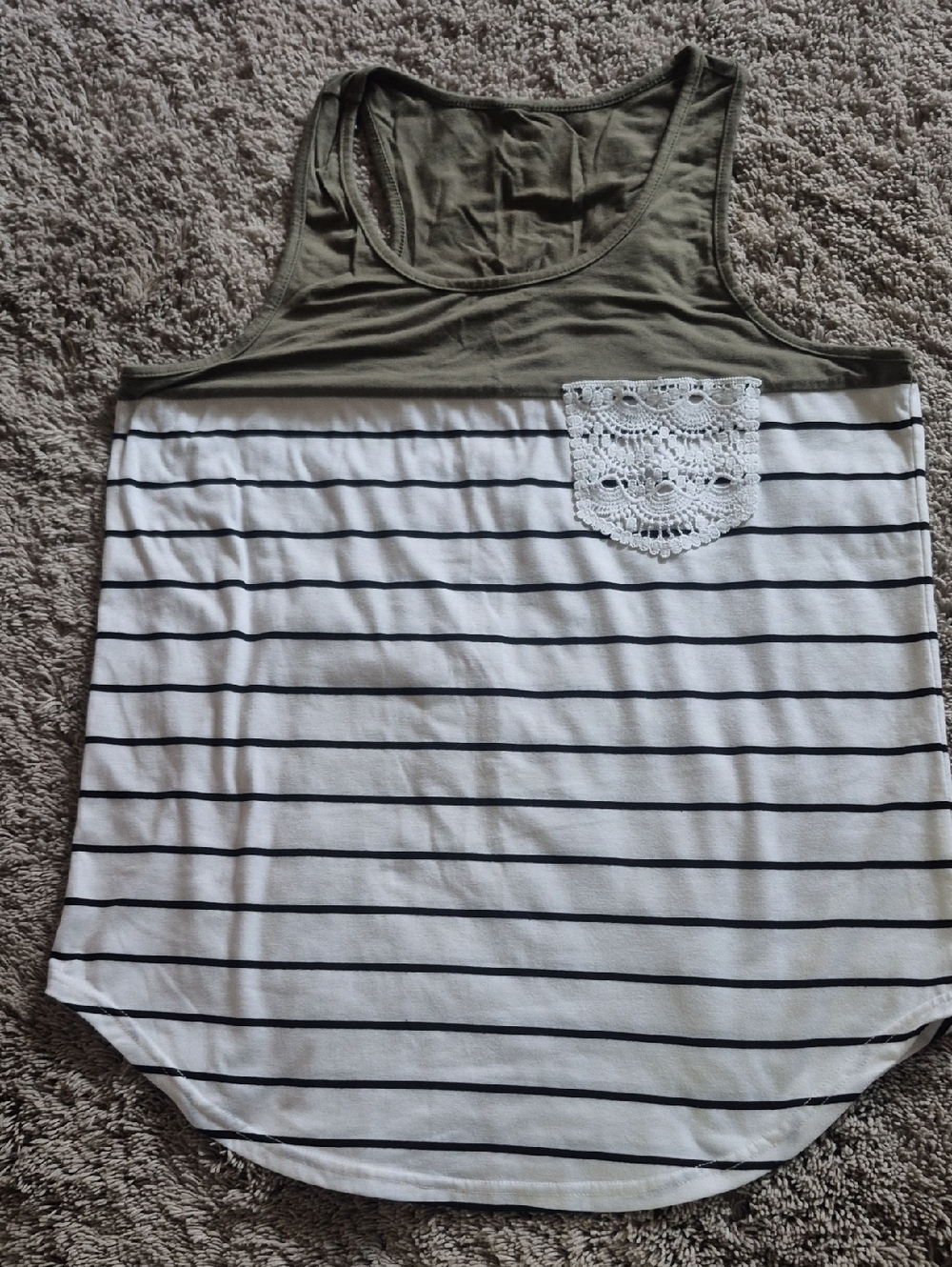 Stripes & Lace Tank Top - Like New!